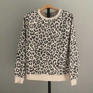 oversized leopard print crewneck
